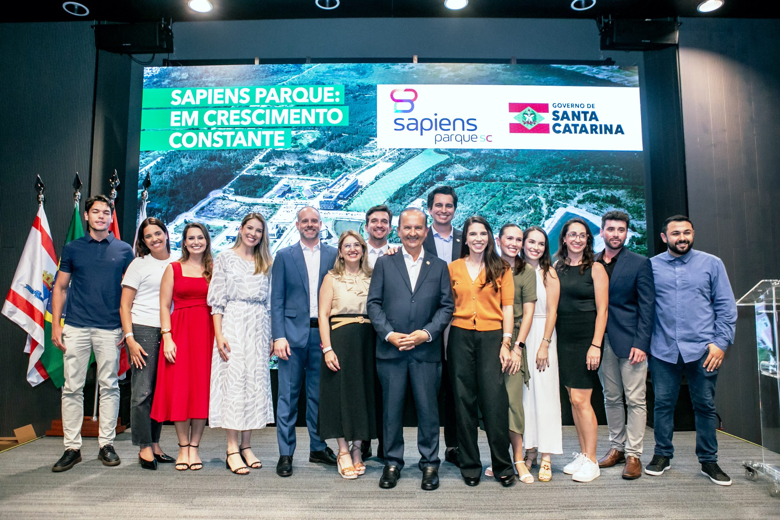Governador de Santa Catarina, Jorginho Mello e equipe Sapiens Parque